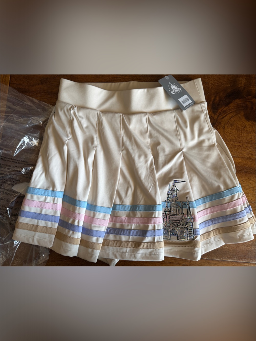 Her Universe Cream Circle Skirt with Pastel Blue, Pink & Lavender Stripes